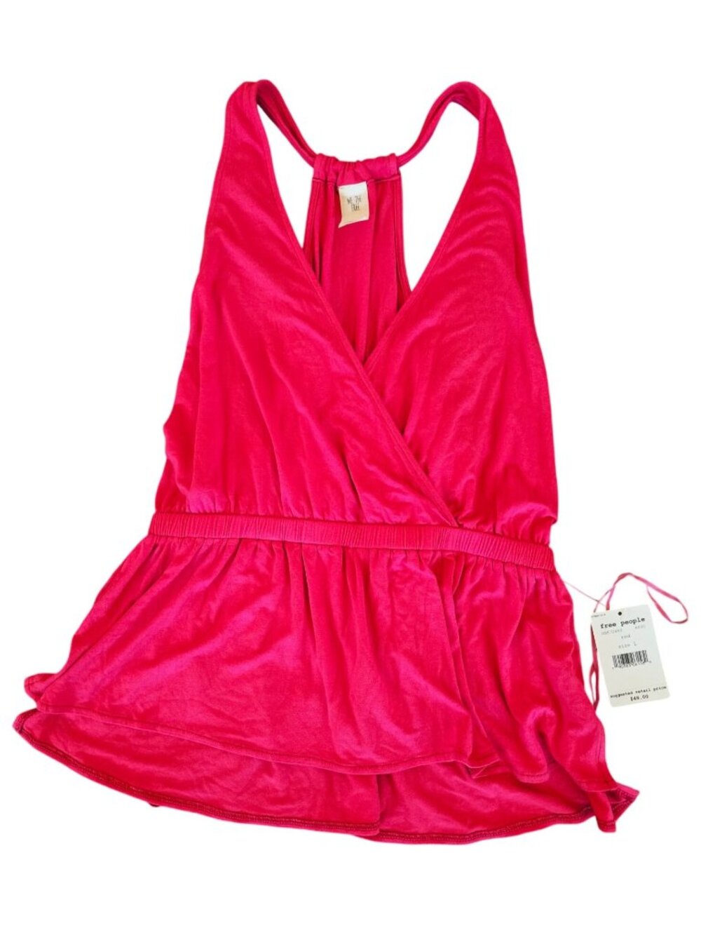 Free People Heat Wave Sleeveless Peplum Top We The Free Red Size L NWT